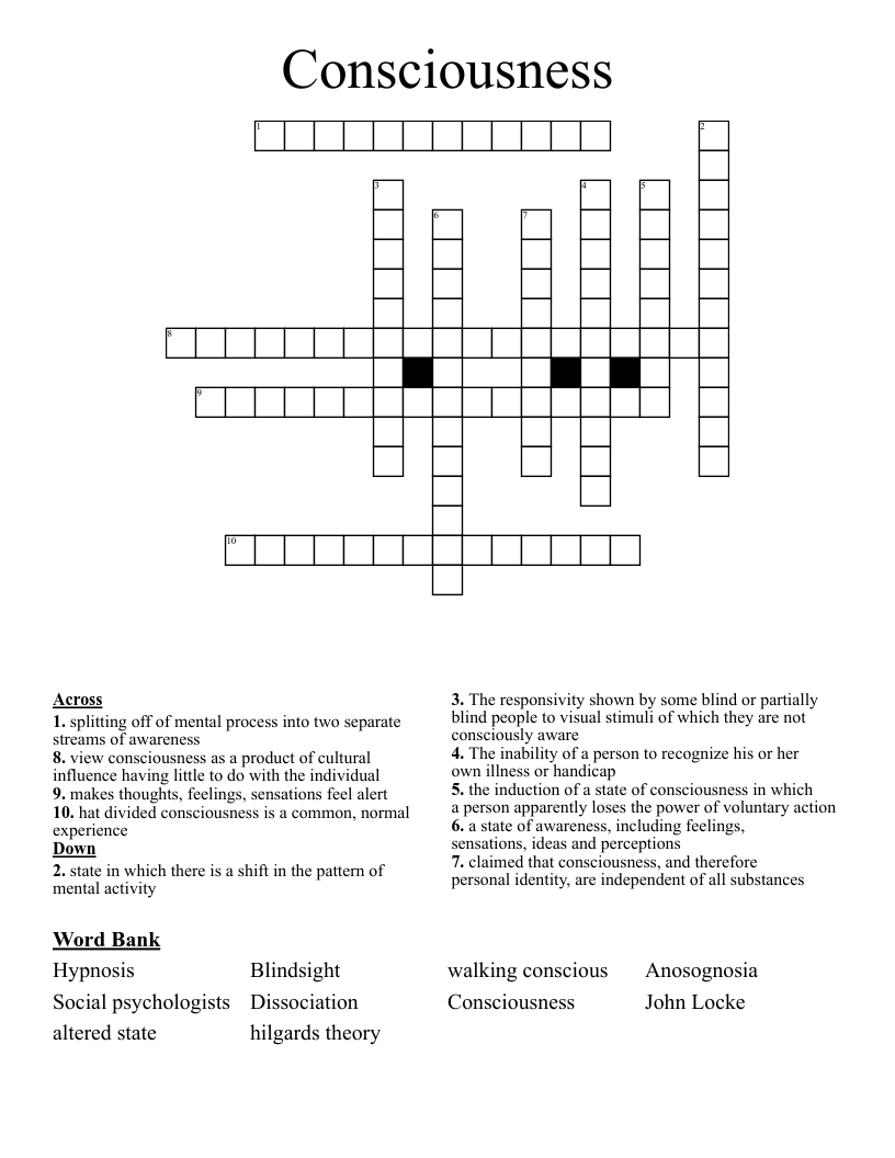 Consciousness Crossword
