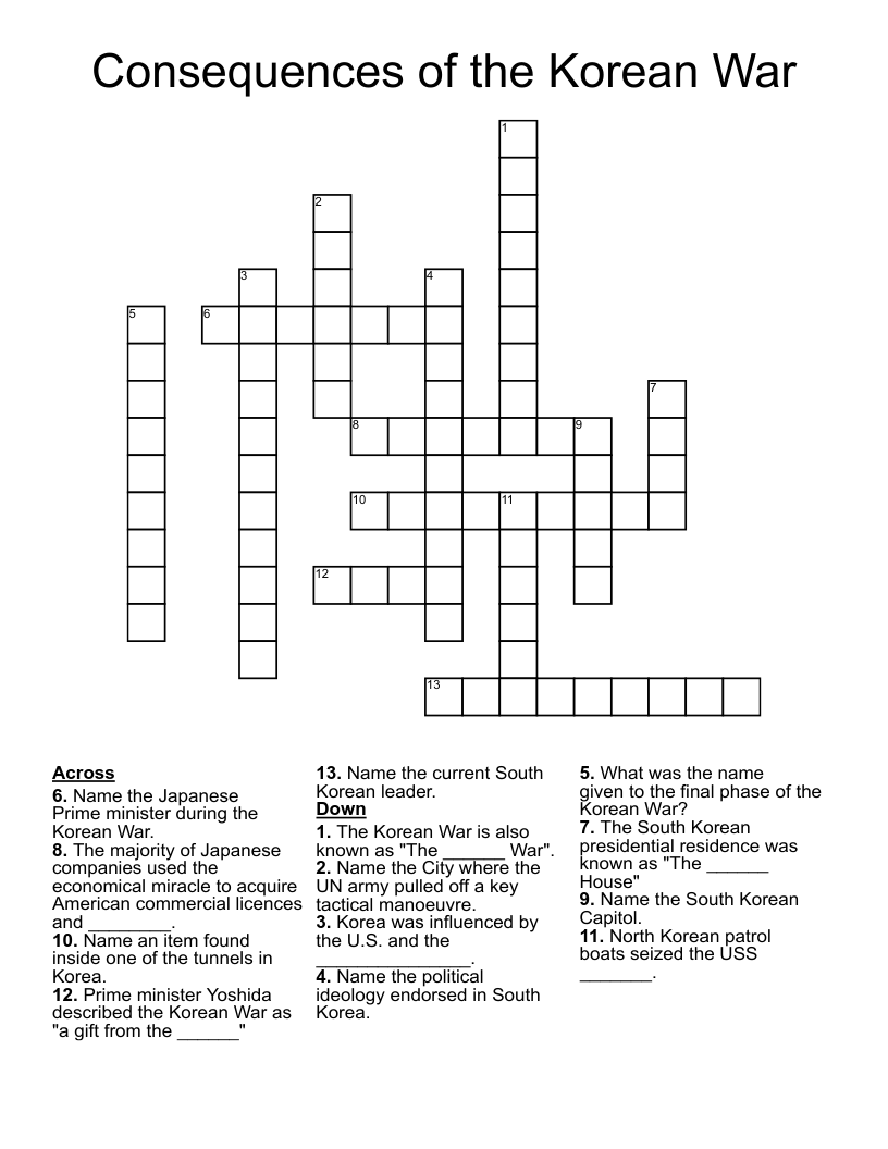 Consequences of the Korean War Crossword