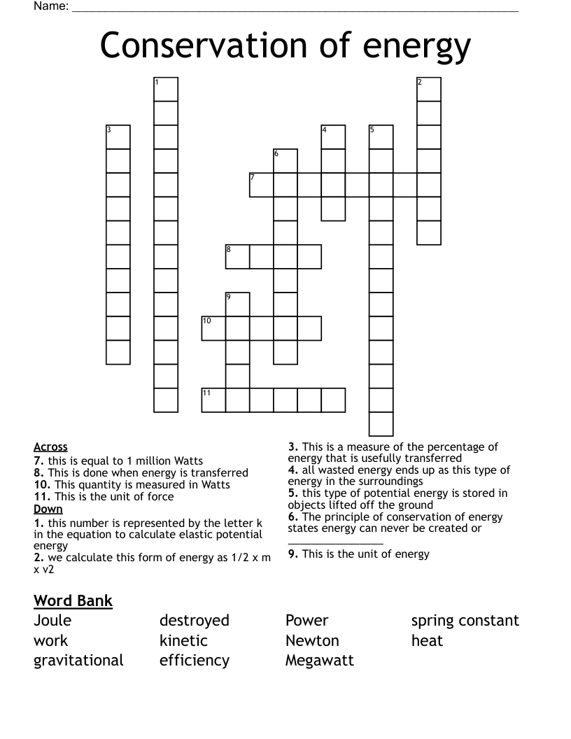Conservation of energy Crossword