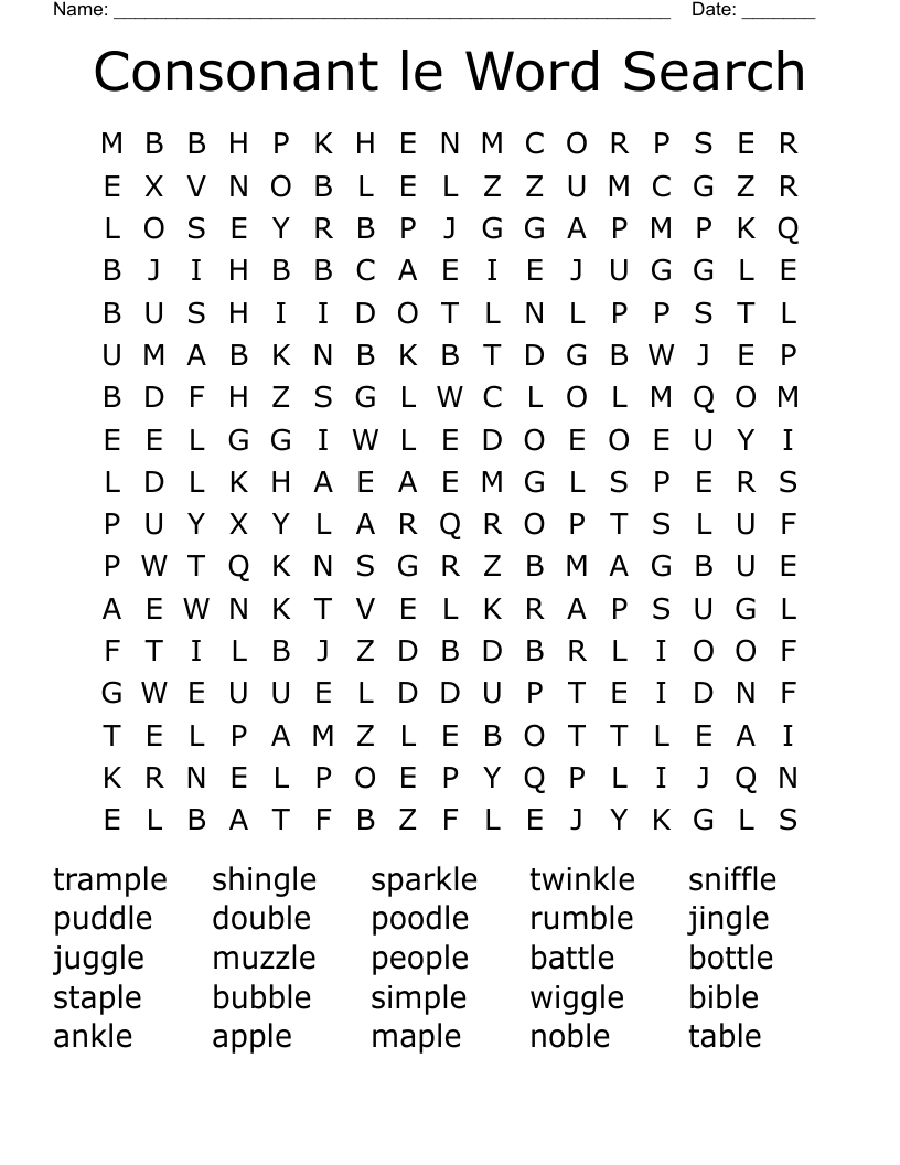 Consonant le Word Search
