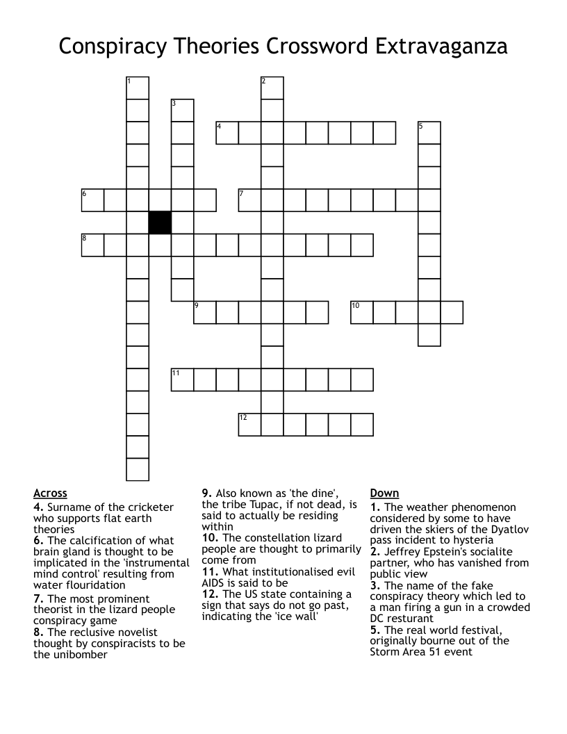 Conspiracy Theories Crossword Extravaganza