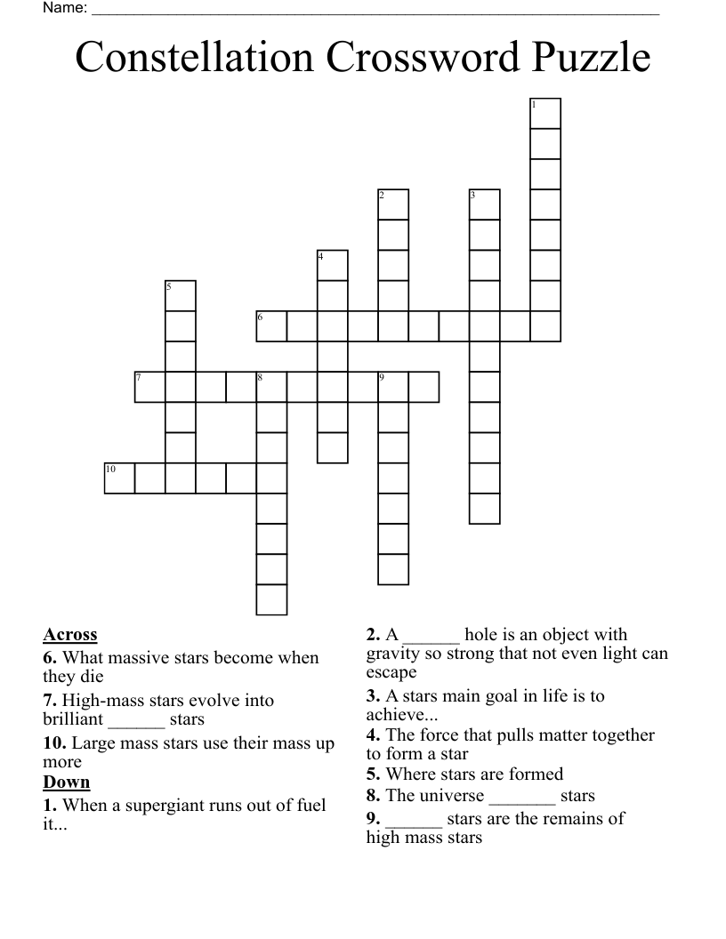Constellation Crossword Puzzle