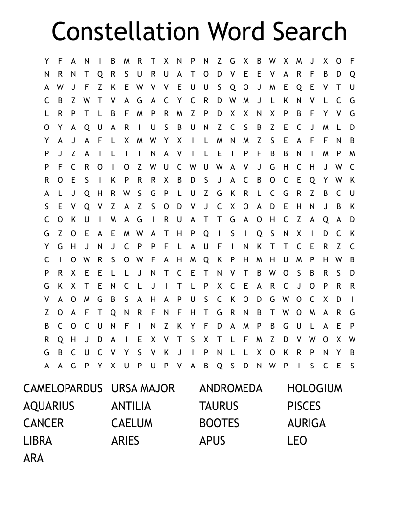Constellation Word Search