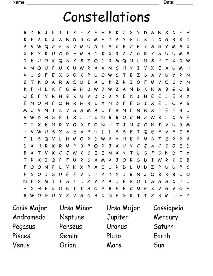 Constellations Word Search