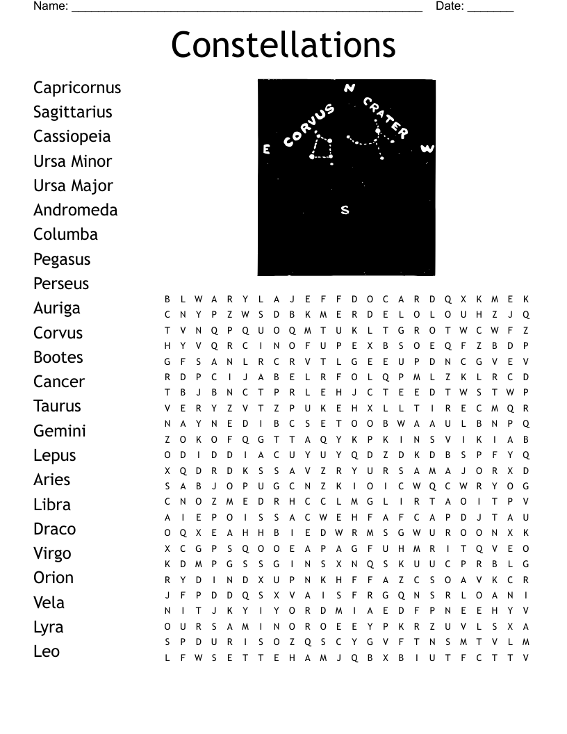 Constellations Word Search