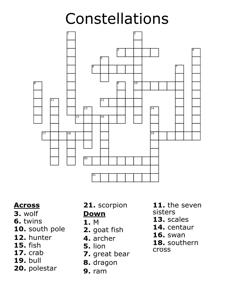 Constellations Crossword