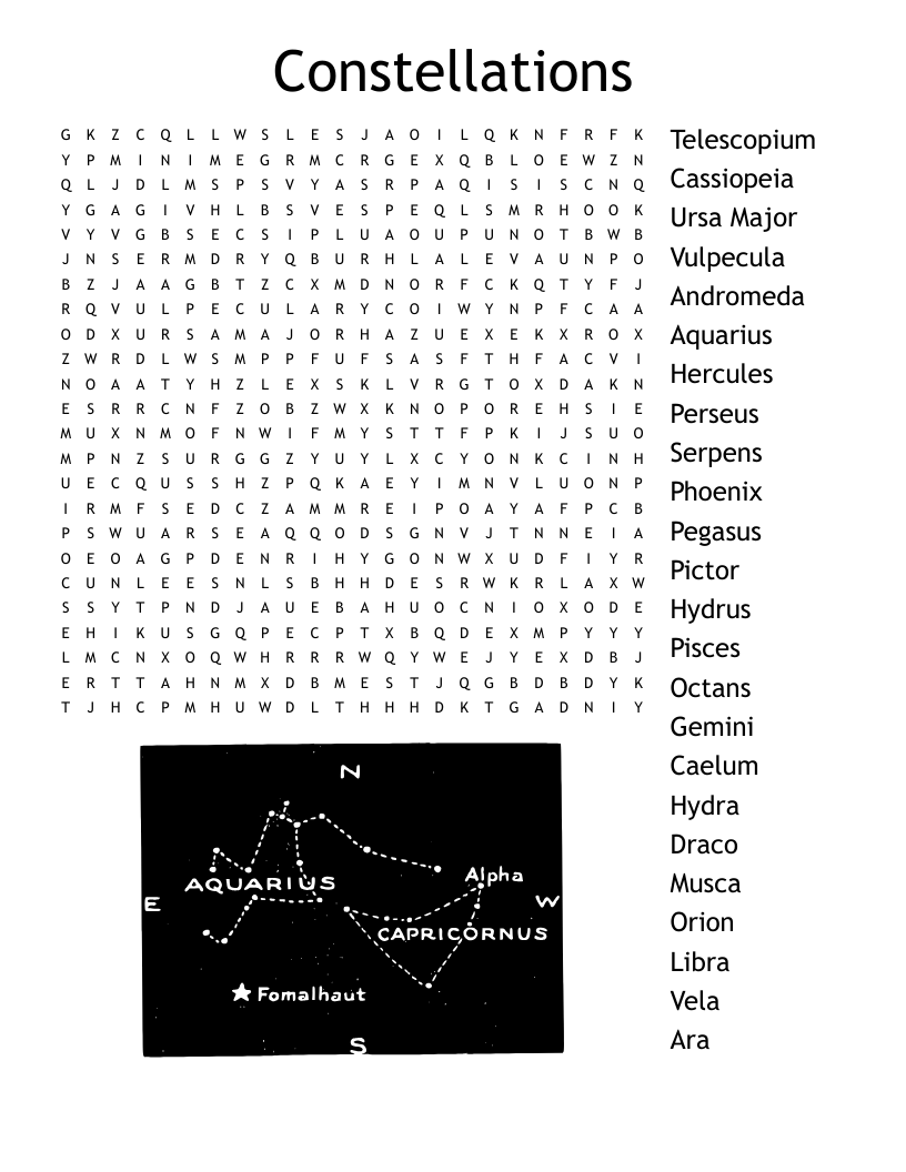 Constellations Word Search