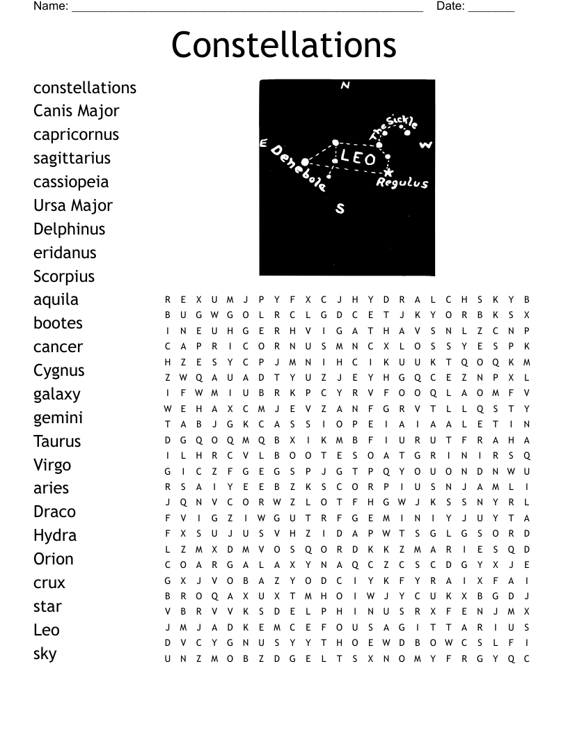 Constellations Word Search