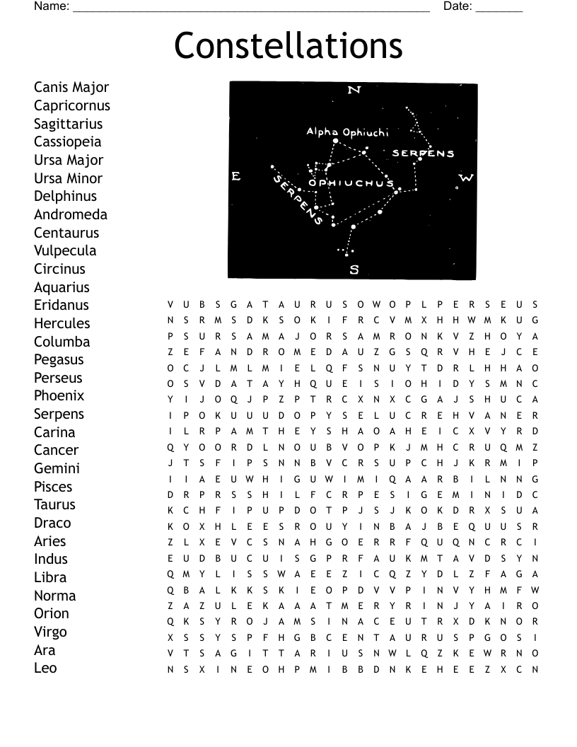 Constellations Word Search