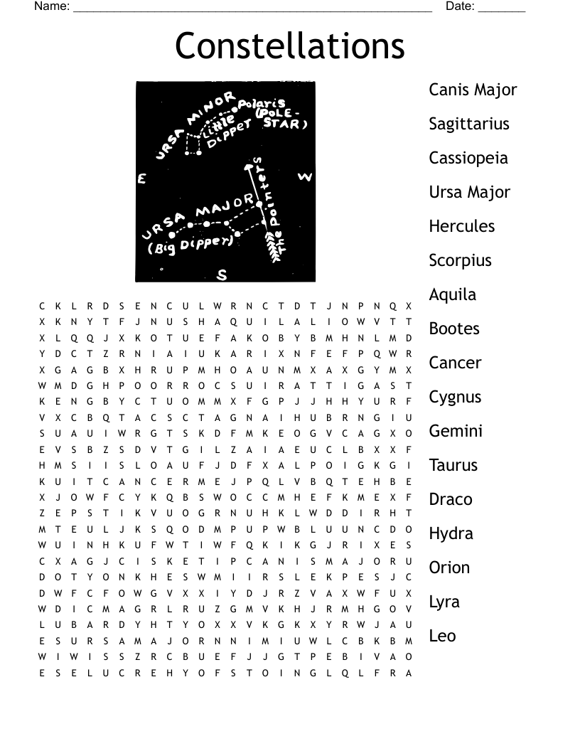 Constellations Word Search
