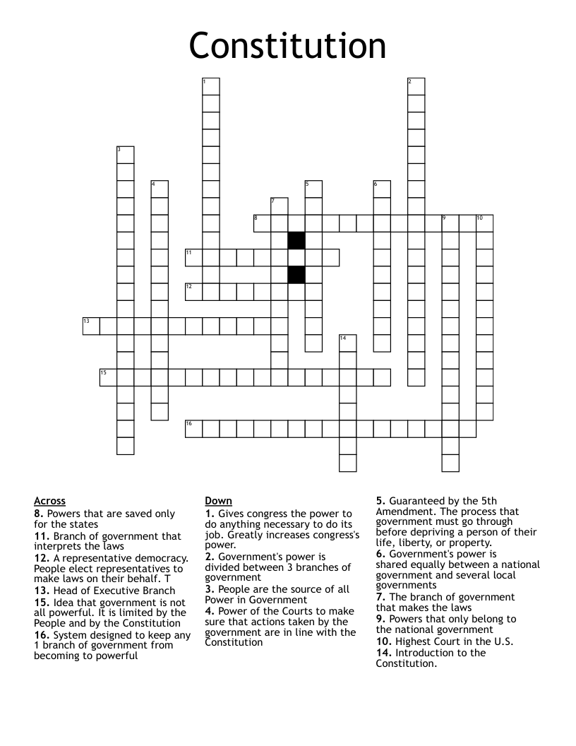 Constitution Crossword