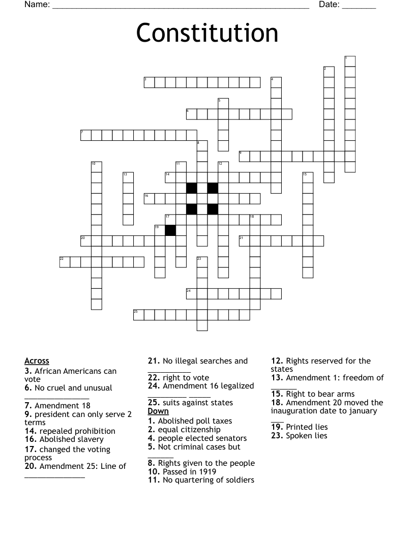 Constitution Crossword