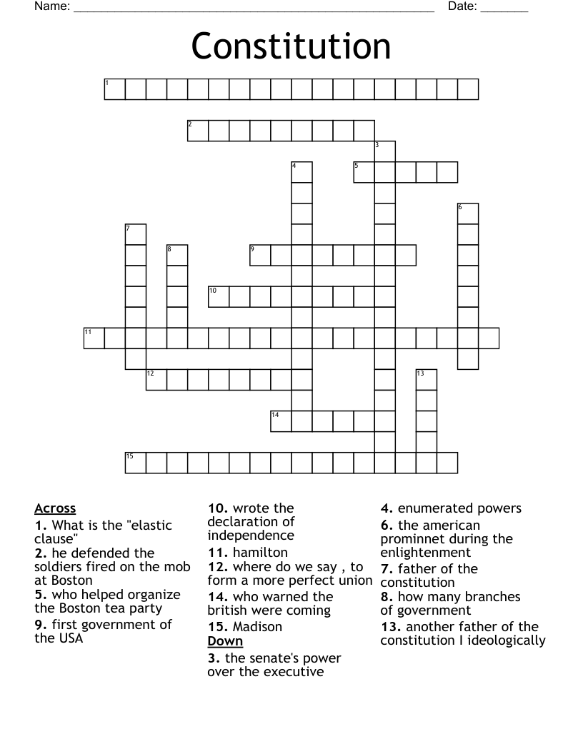Constitution Crossword