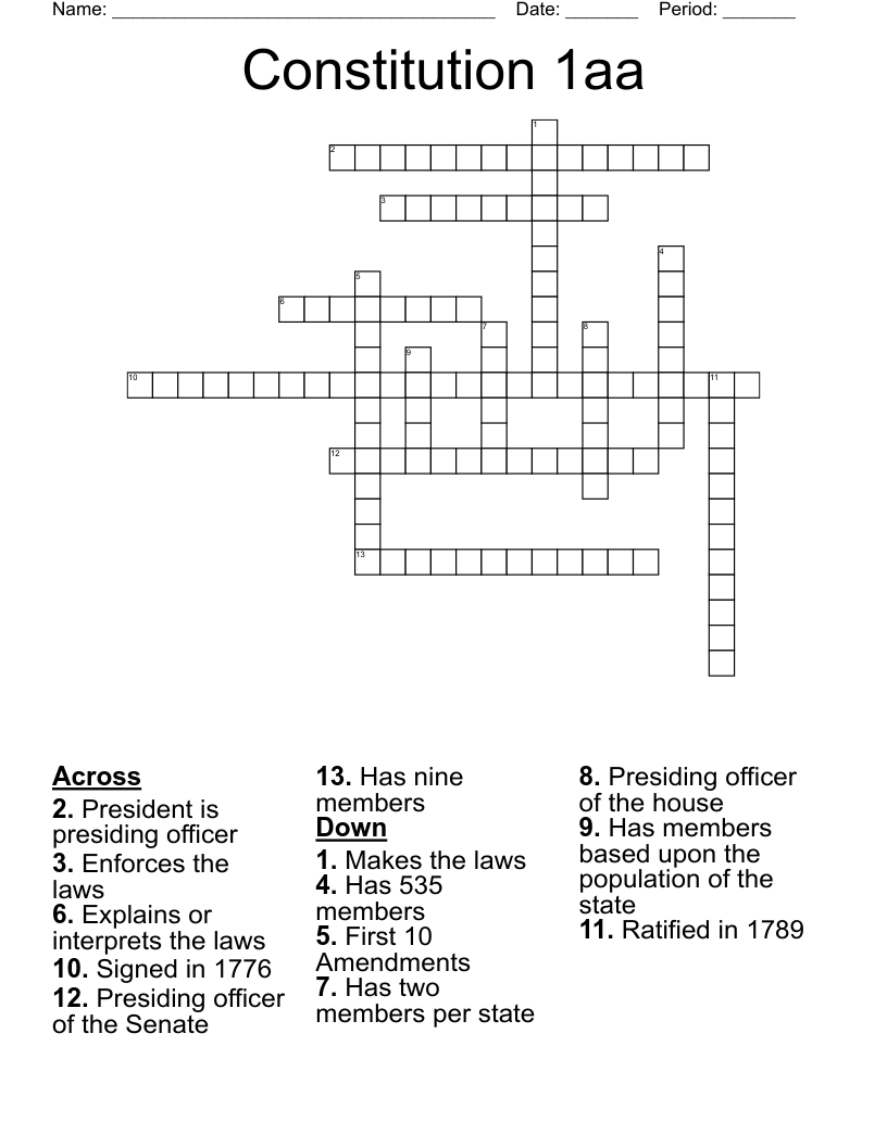 Constitution 1aa Crossword