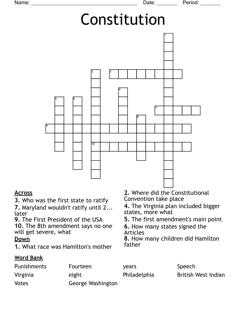 Constitution Crossword