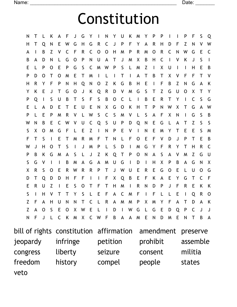 Constitution Word Search