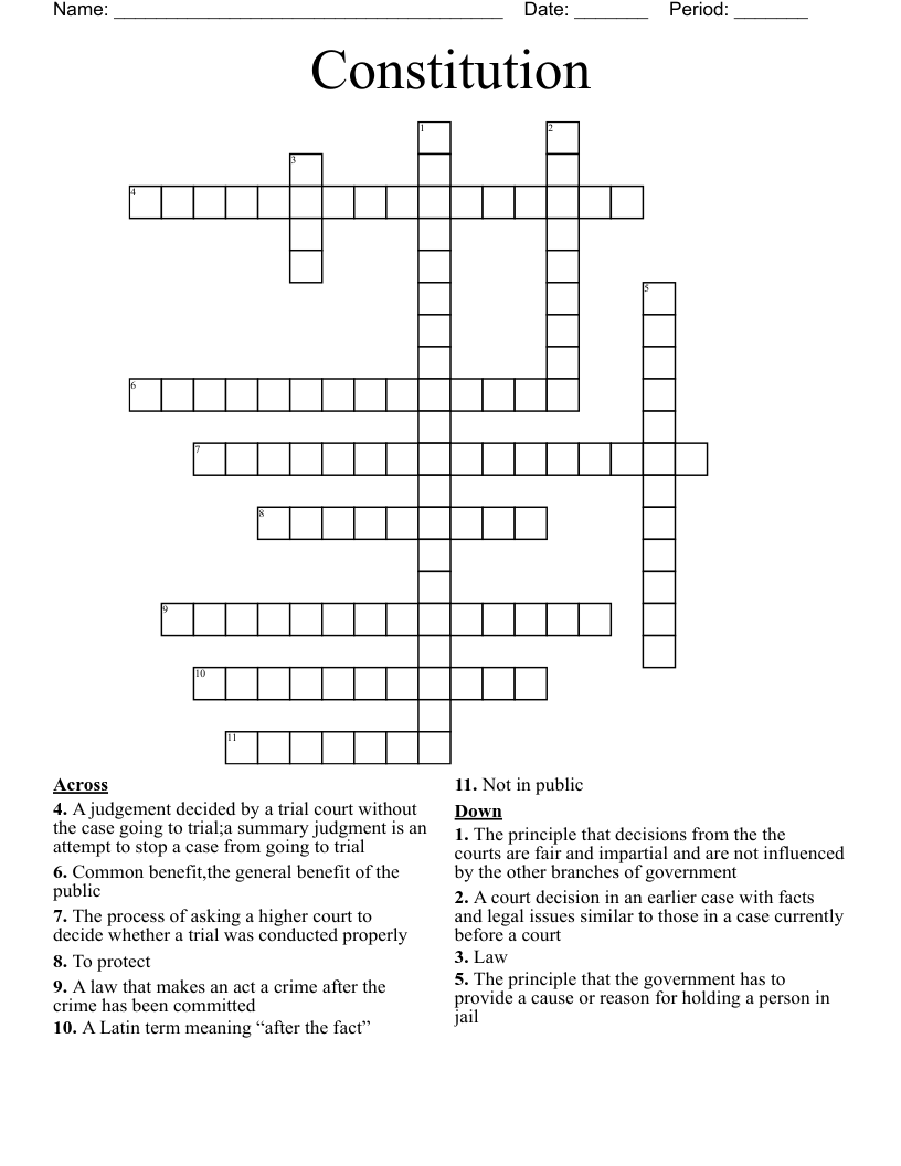 Constitution Crossword