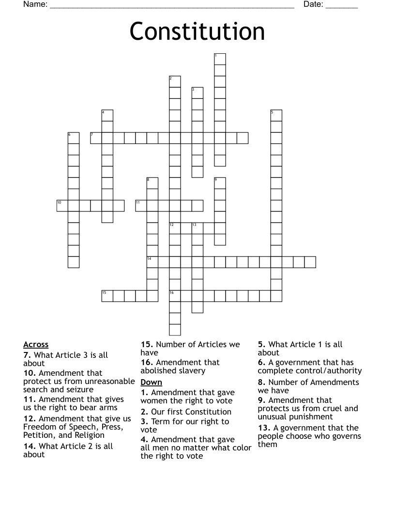 Constitution Crossword