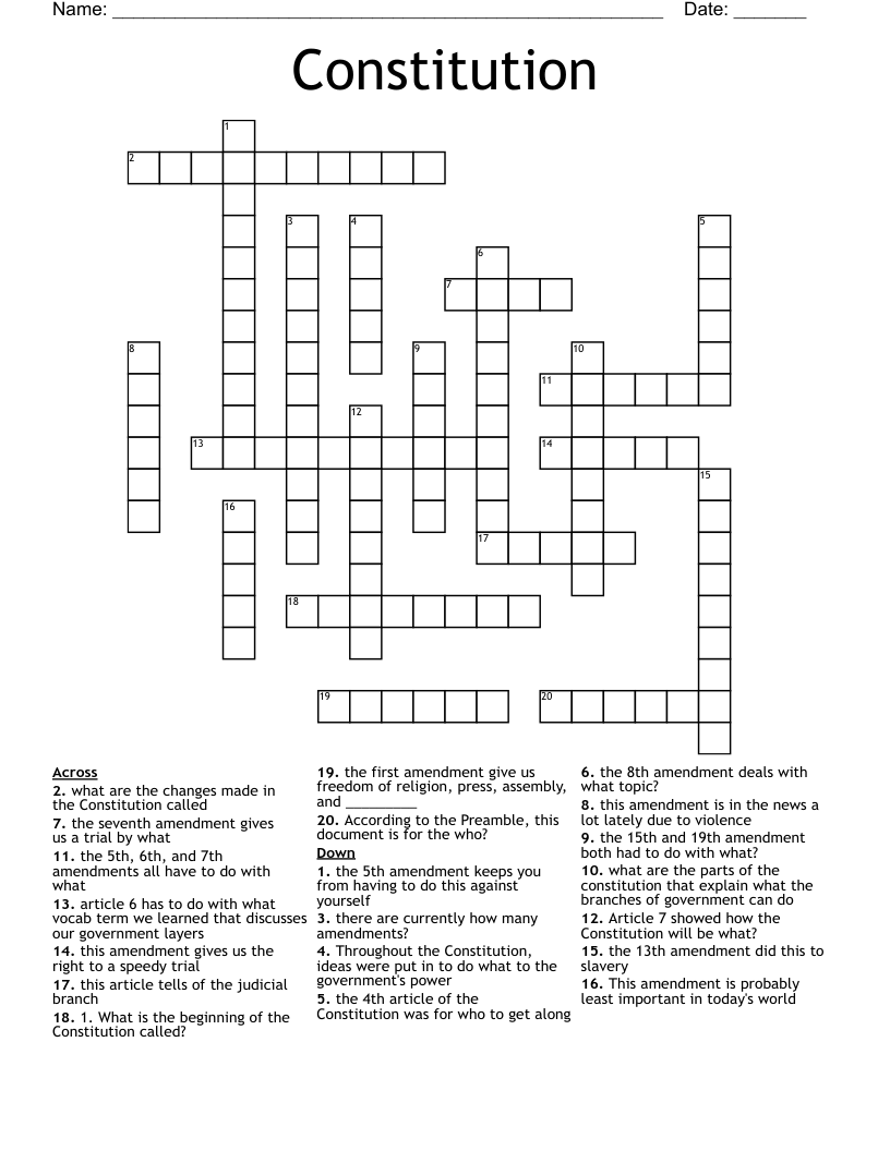 Constitution Crossword