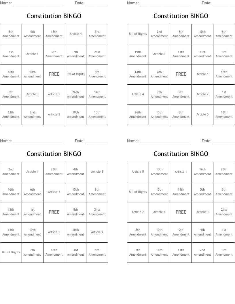 Constitution BINGO