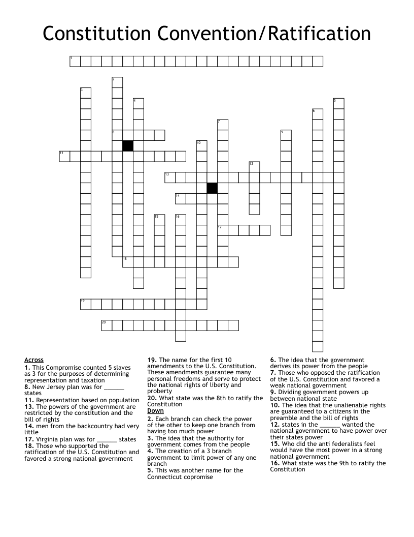 Constitution Convention/Ratification Crossword