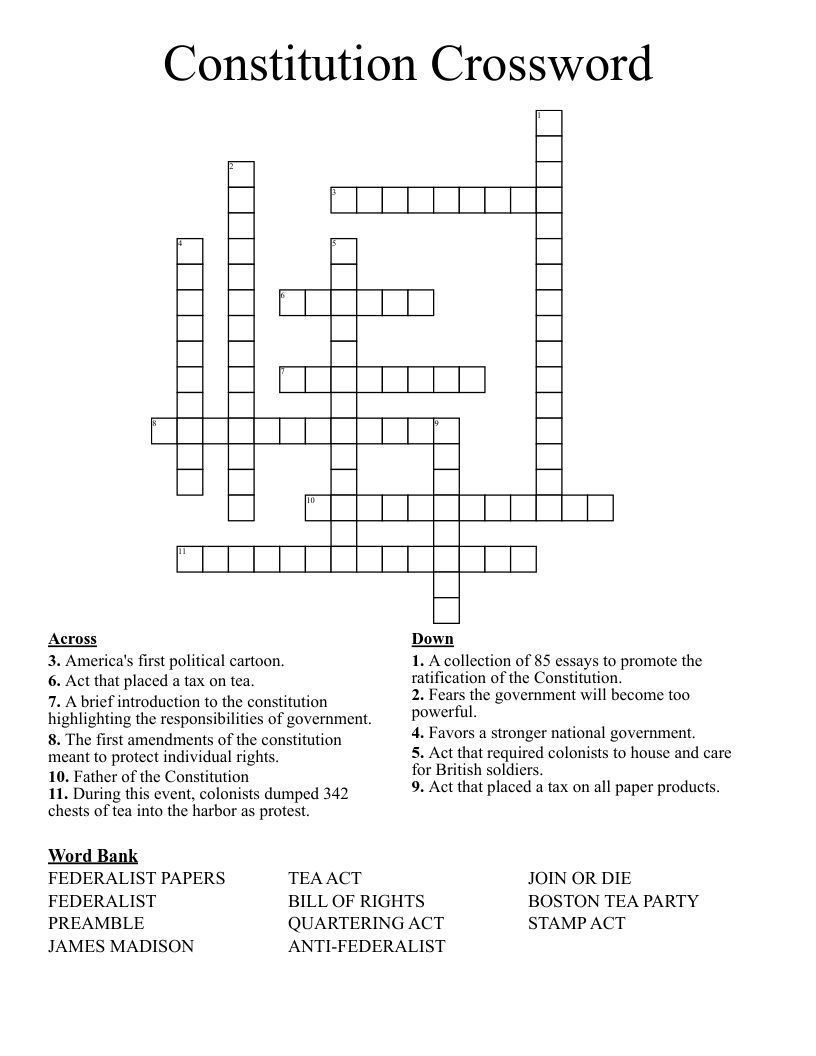 Constitution Crossword