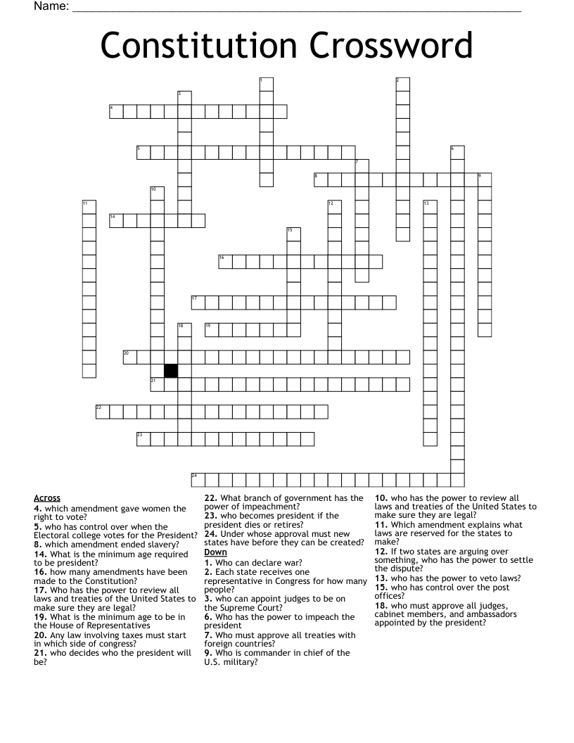 Constitution Crossword