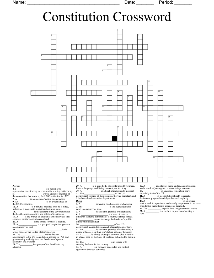 Constitution Crossword