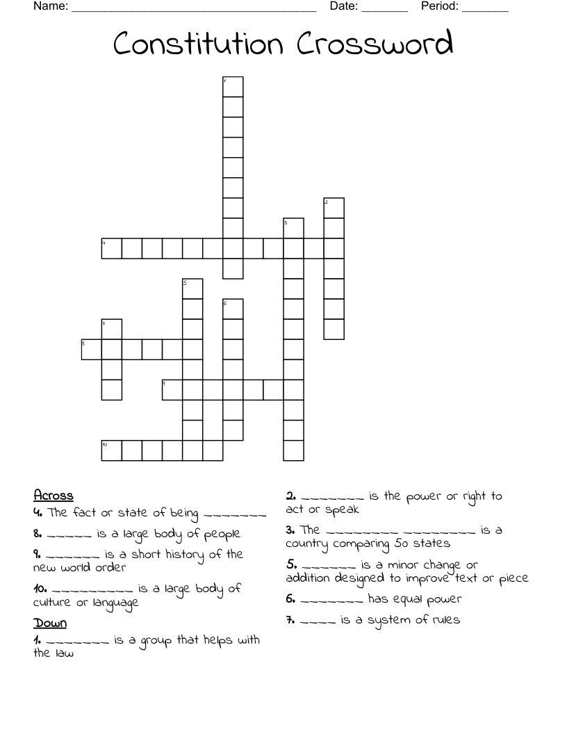 Constitution Crossword