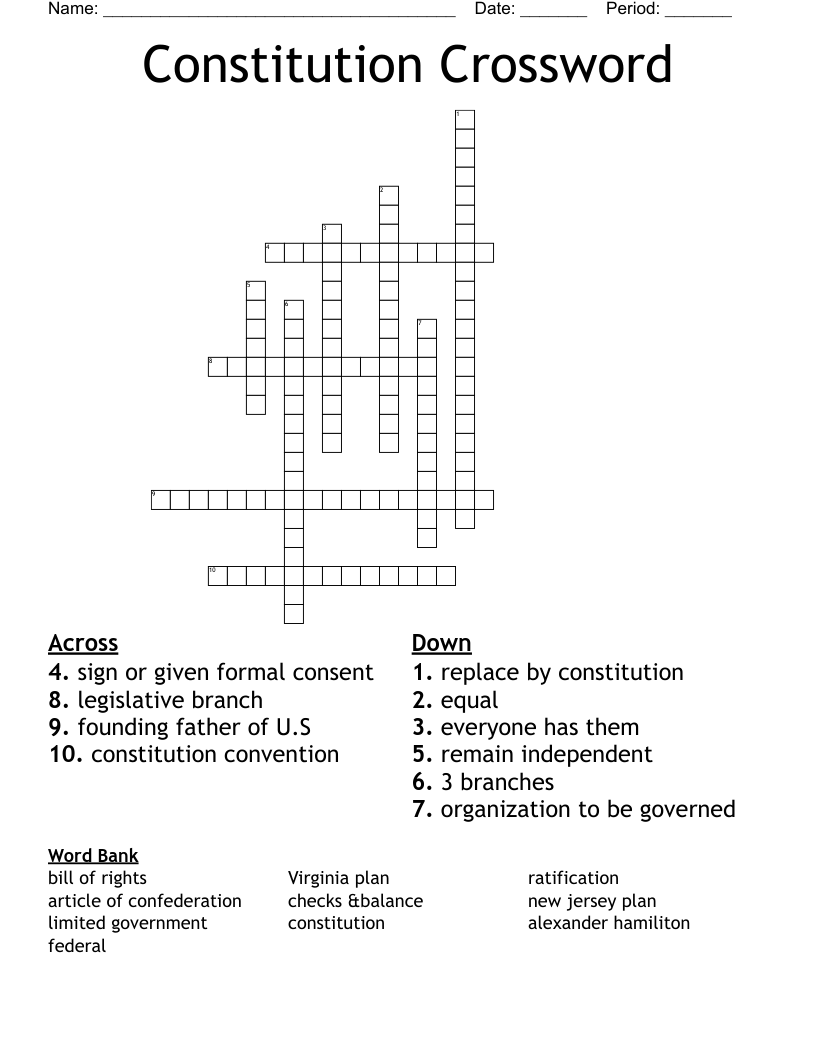 Constitution Crossword