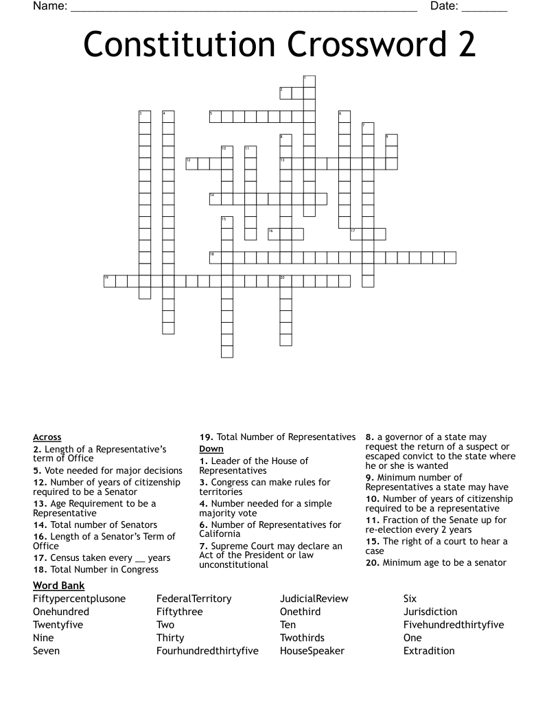 Constitution Crossword 2
