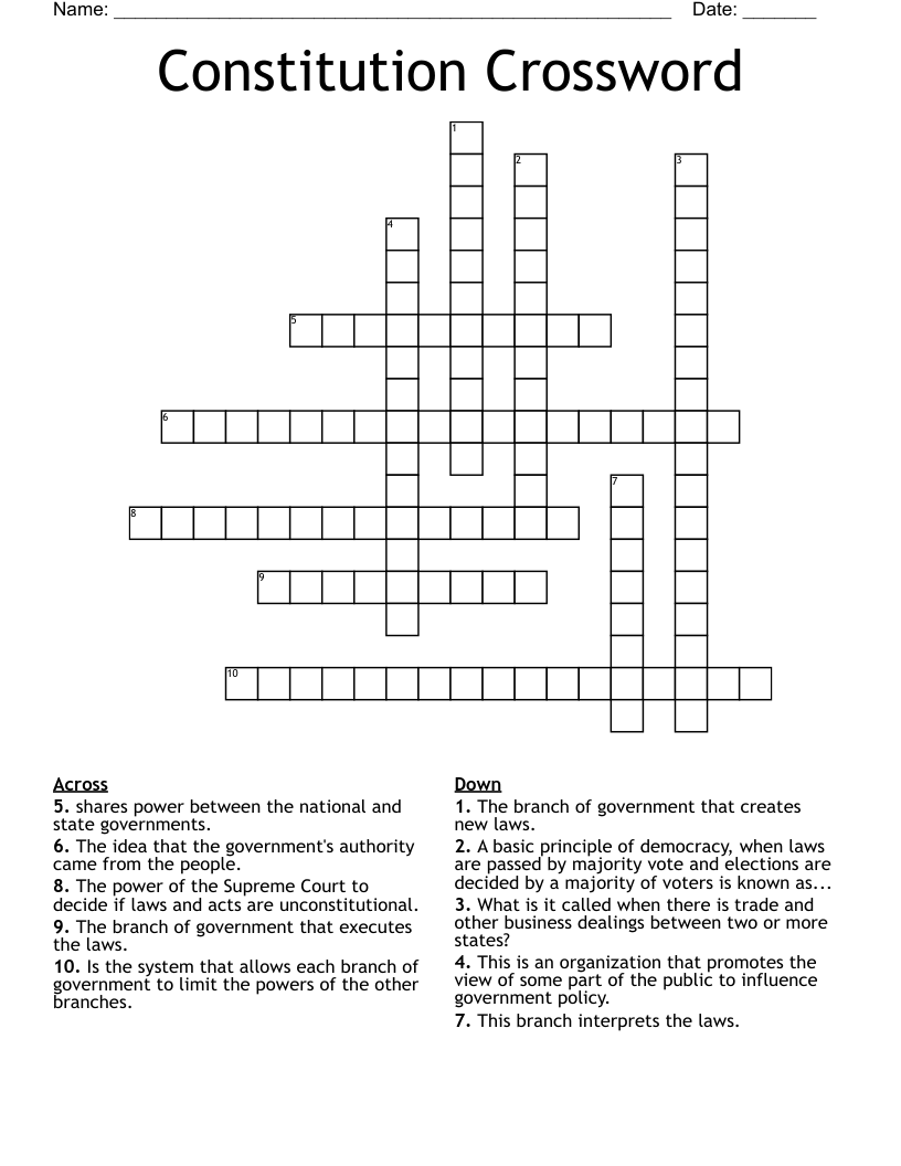 Constitution Crossword