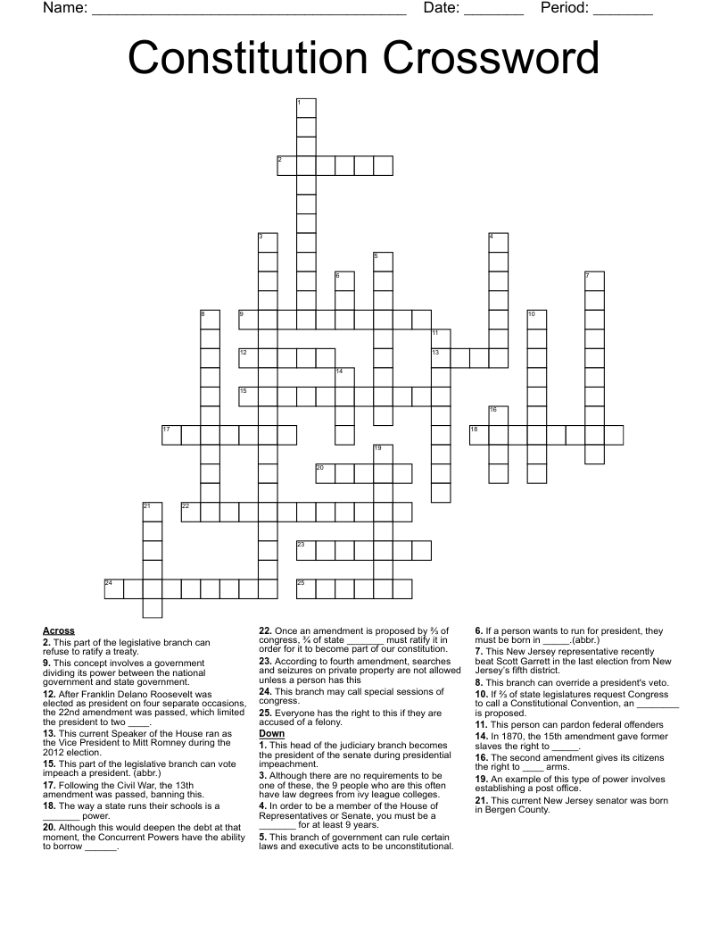 Constitution Crossword