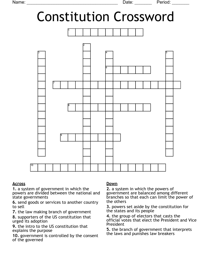 Constitution Crossword