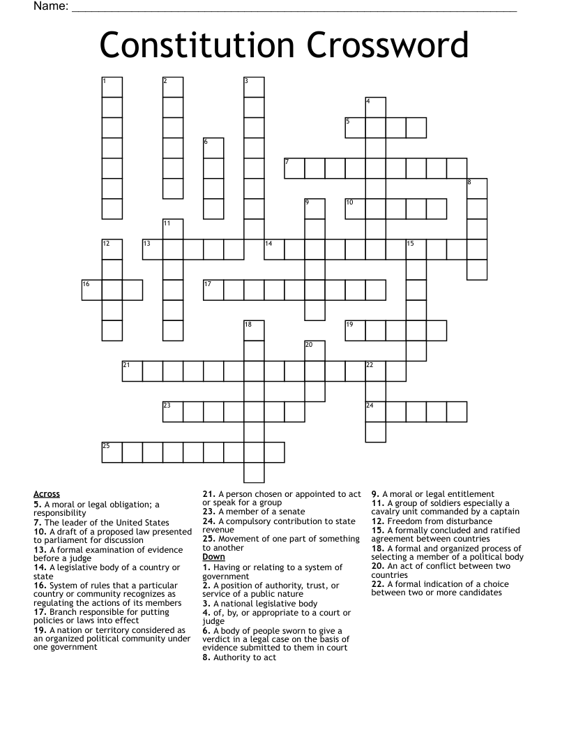 Constitution Crossword