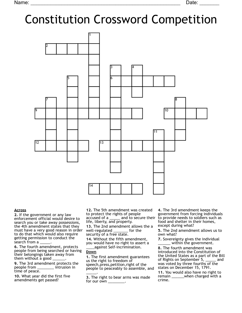 Constitution Crossword Competition