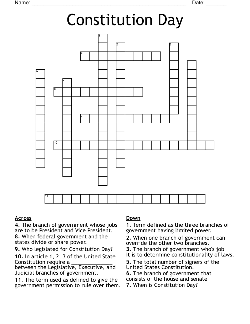 Constitution Day Crossword