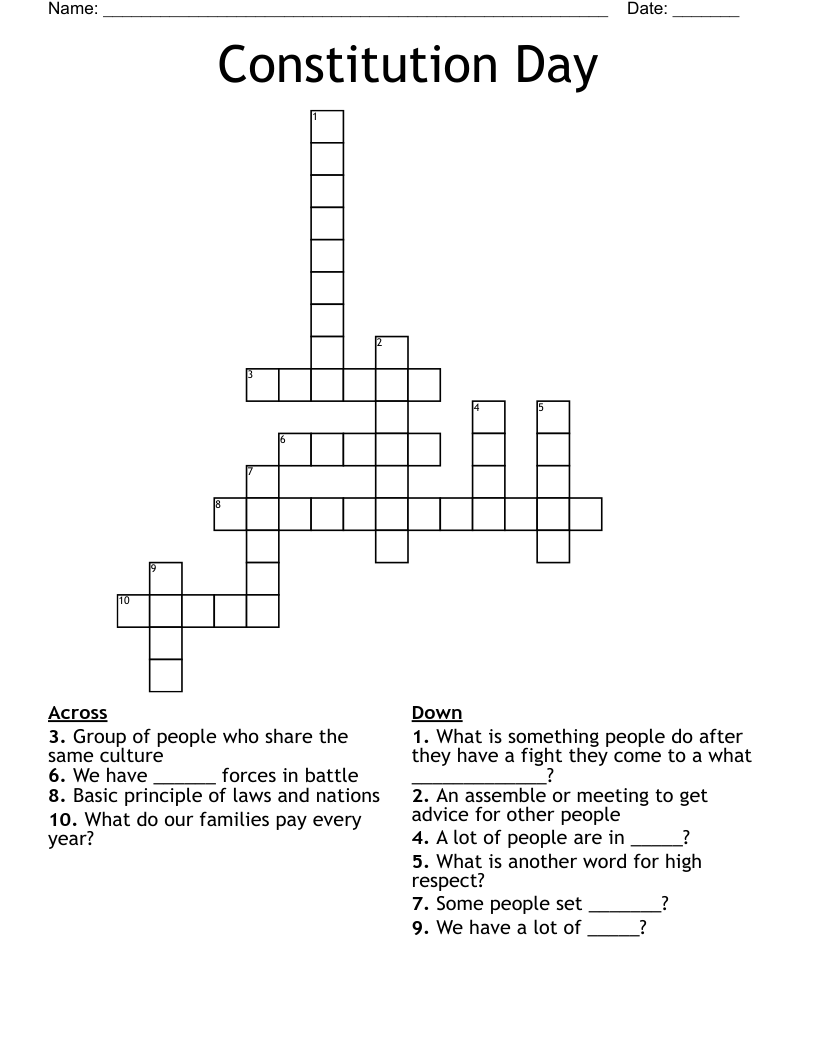 Constitution Day Crossword
