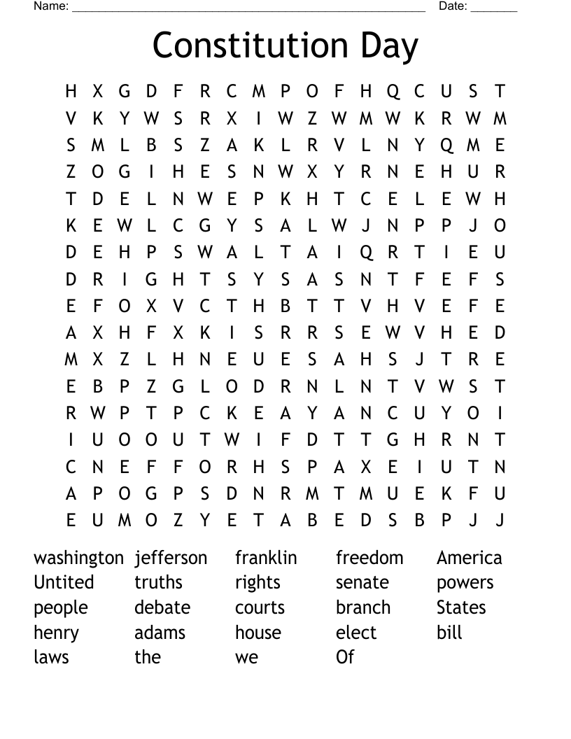 Constitution Day Word Search