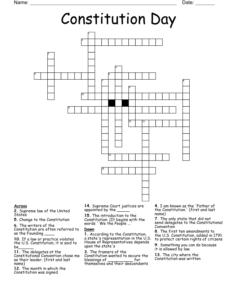 Constitution Day Crossword