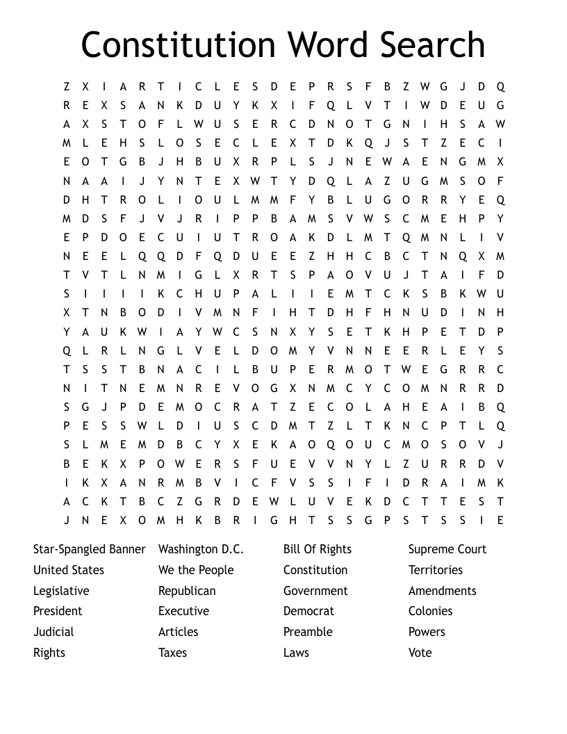 Constitution Word Search
