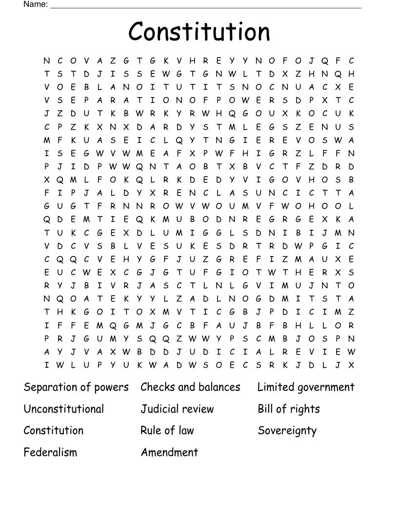 Constitution  Word Search
