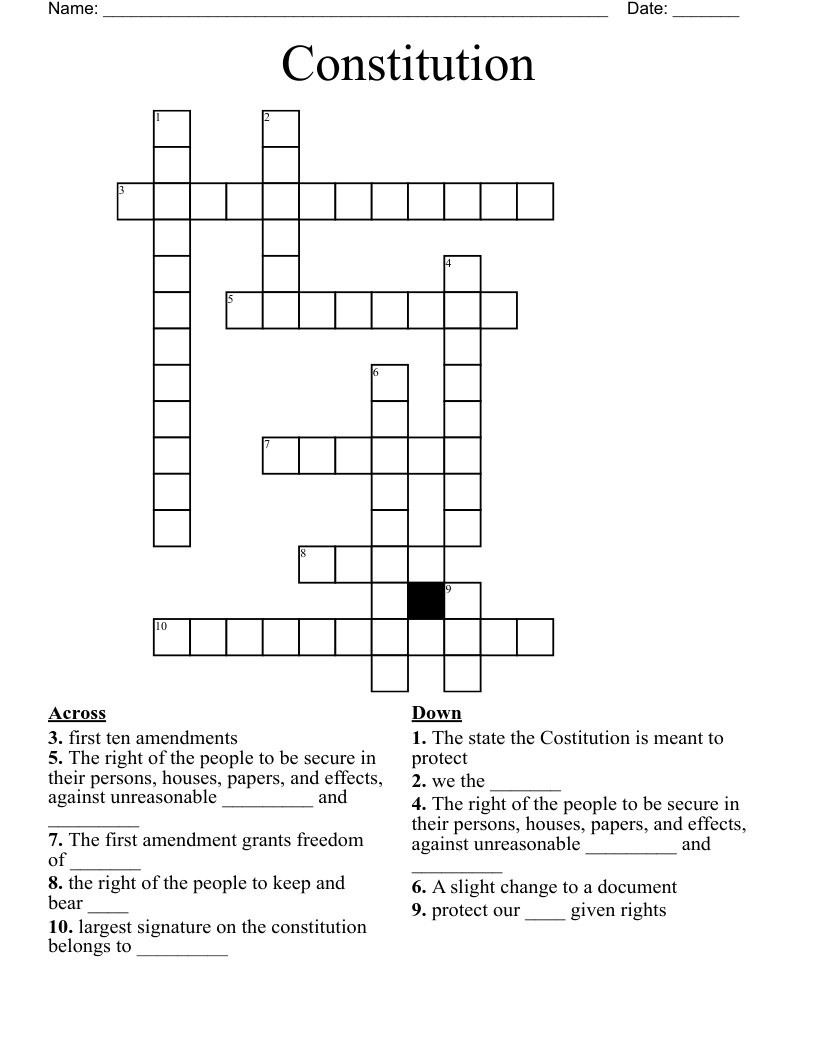 Constitution  Crossword