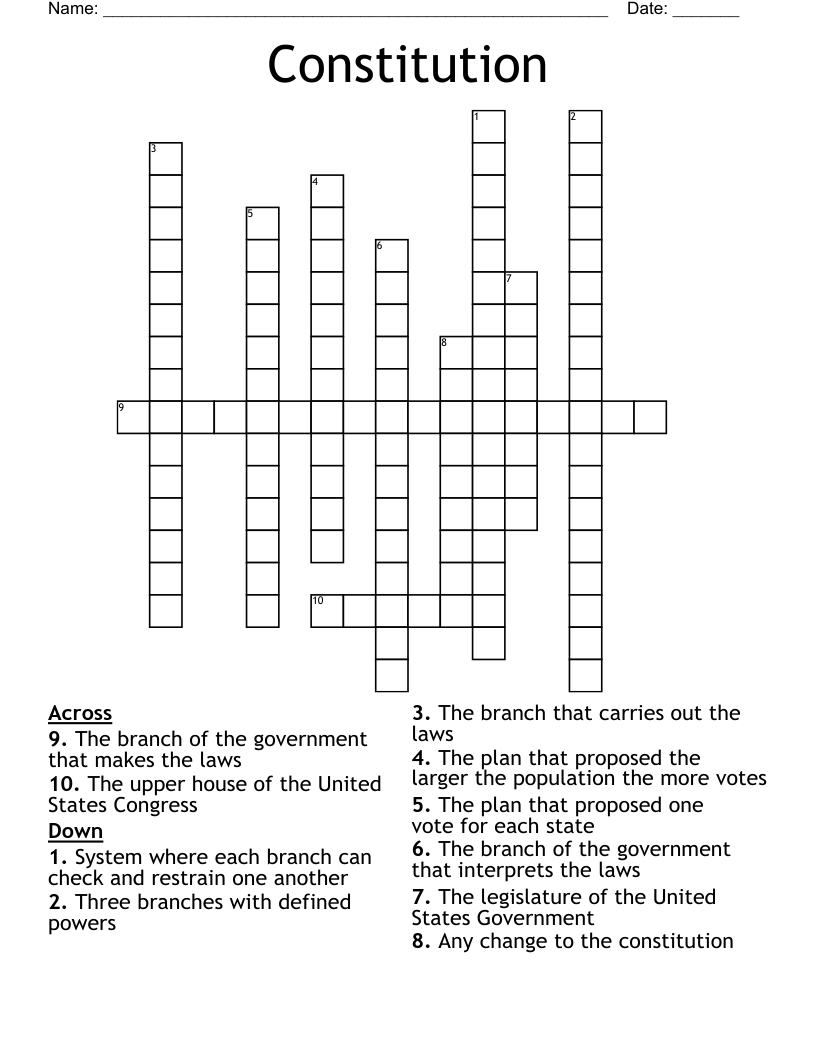 Constitution  Crossword