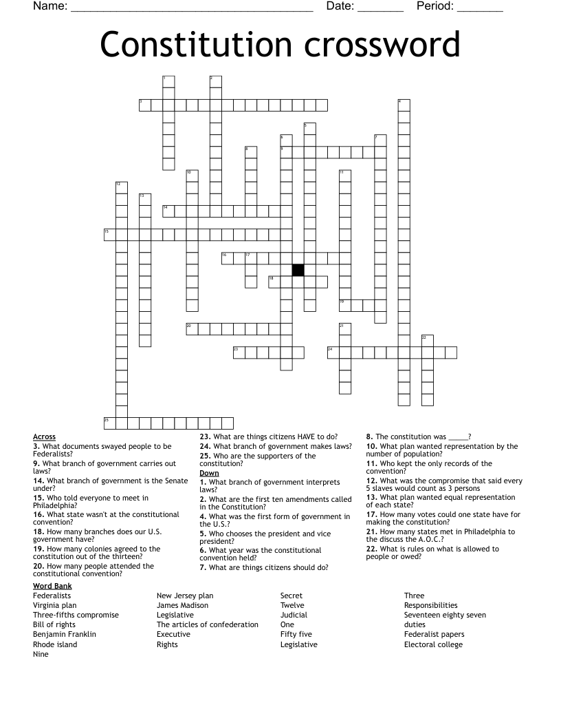 Constitution crossword