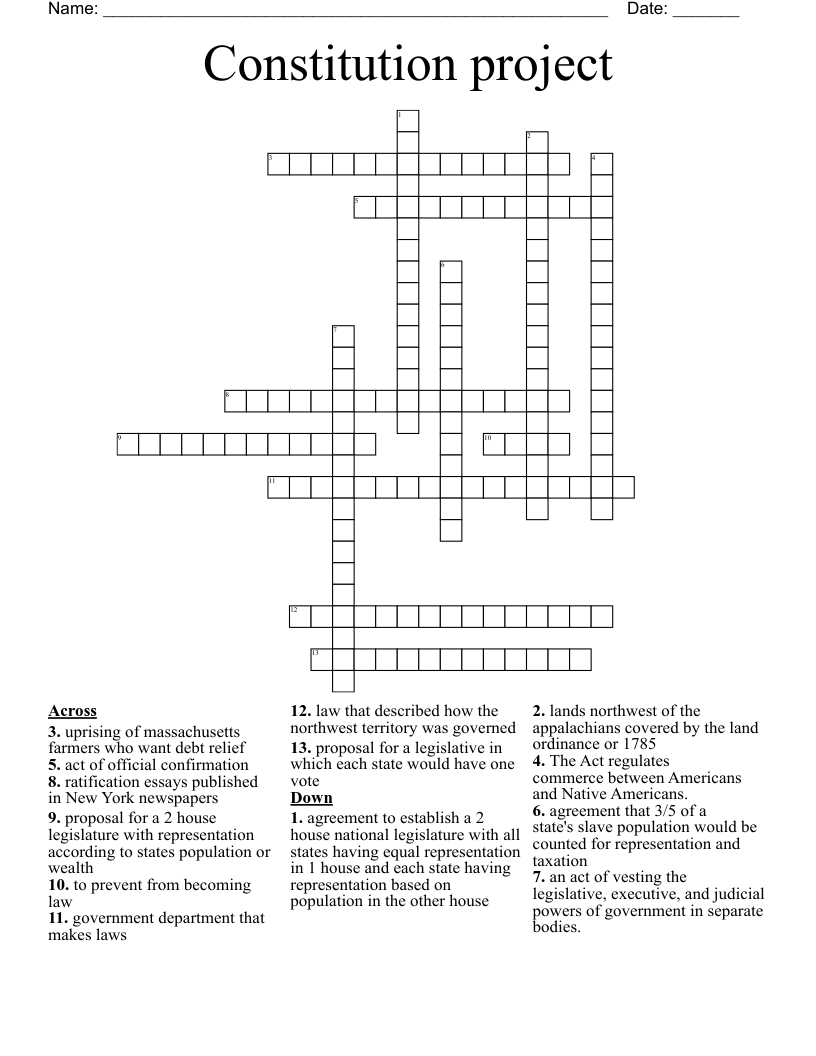 Constitution project Crossword
