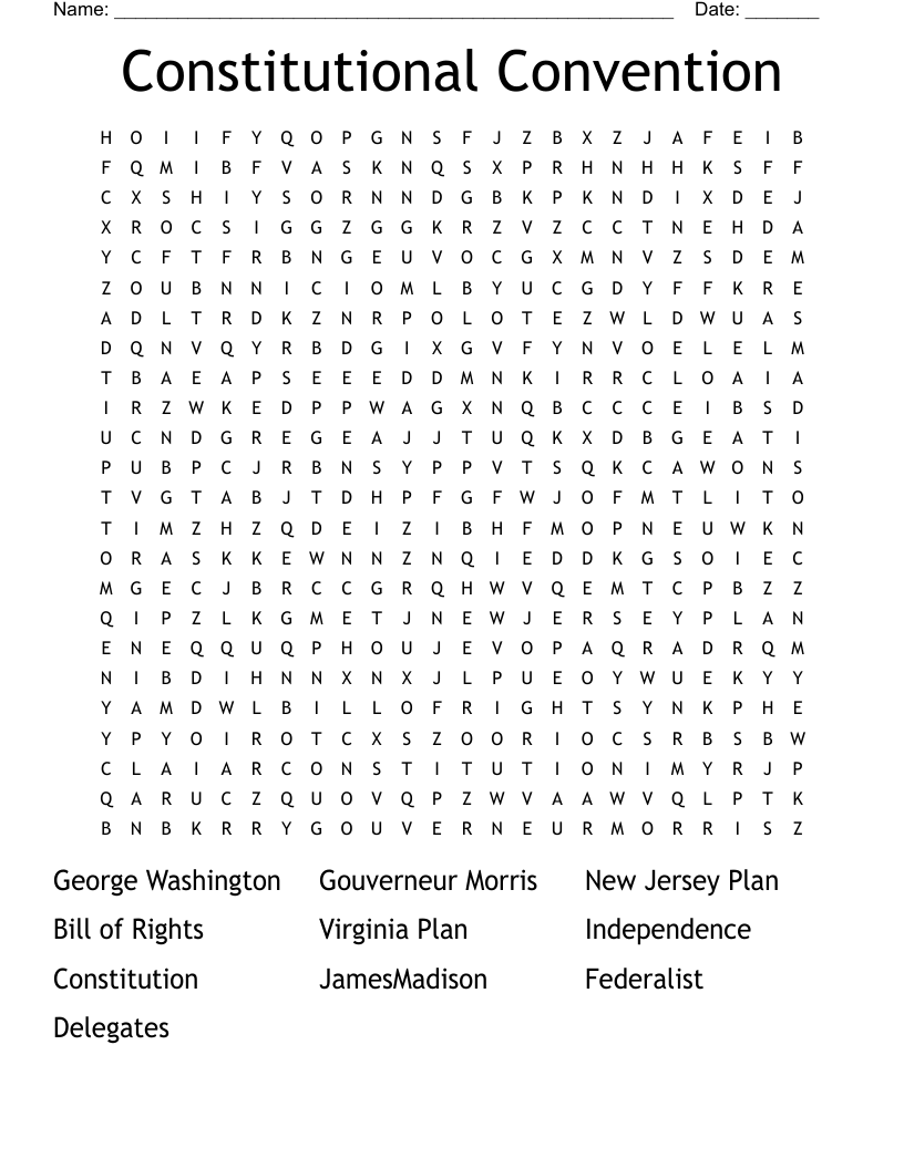 Constitutional Convention Word Search