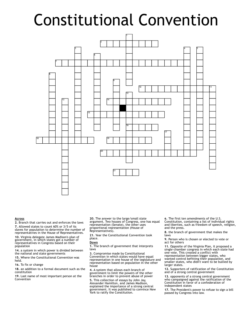 Constitutional Convention Crossword