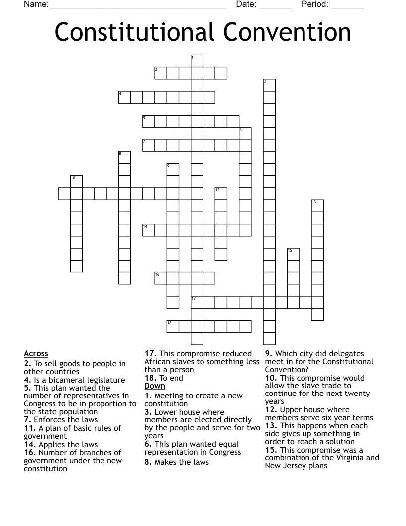 Constitutional Convention Crossword