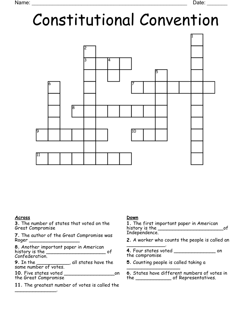 Constitutional Convention Crossword